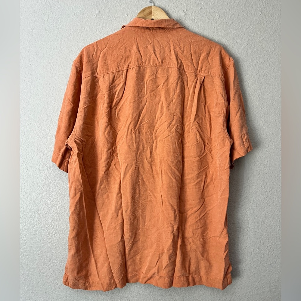 Tommy Bahama Silk Button Down Short Sleeve Shirt Men Large Orange - Picture 2 of 8